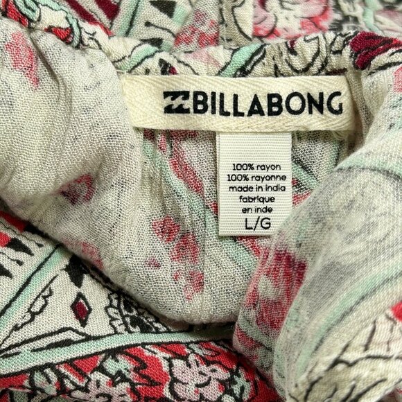 BILLABONG Majestic Seas Crop Tank Top Sz L Multicolored Geo Print Rayon Woven - Picture 7 of 10